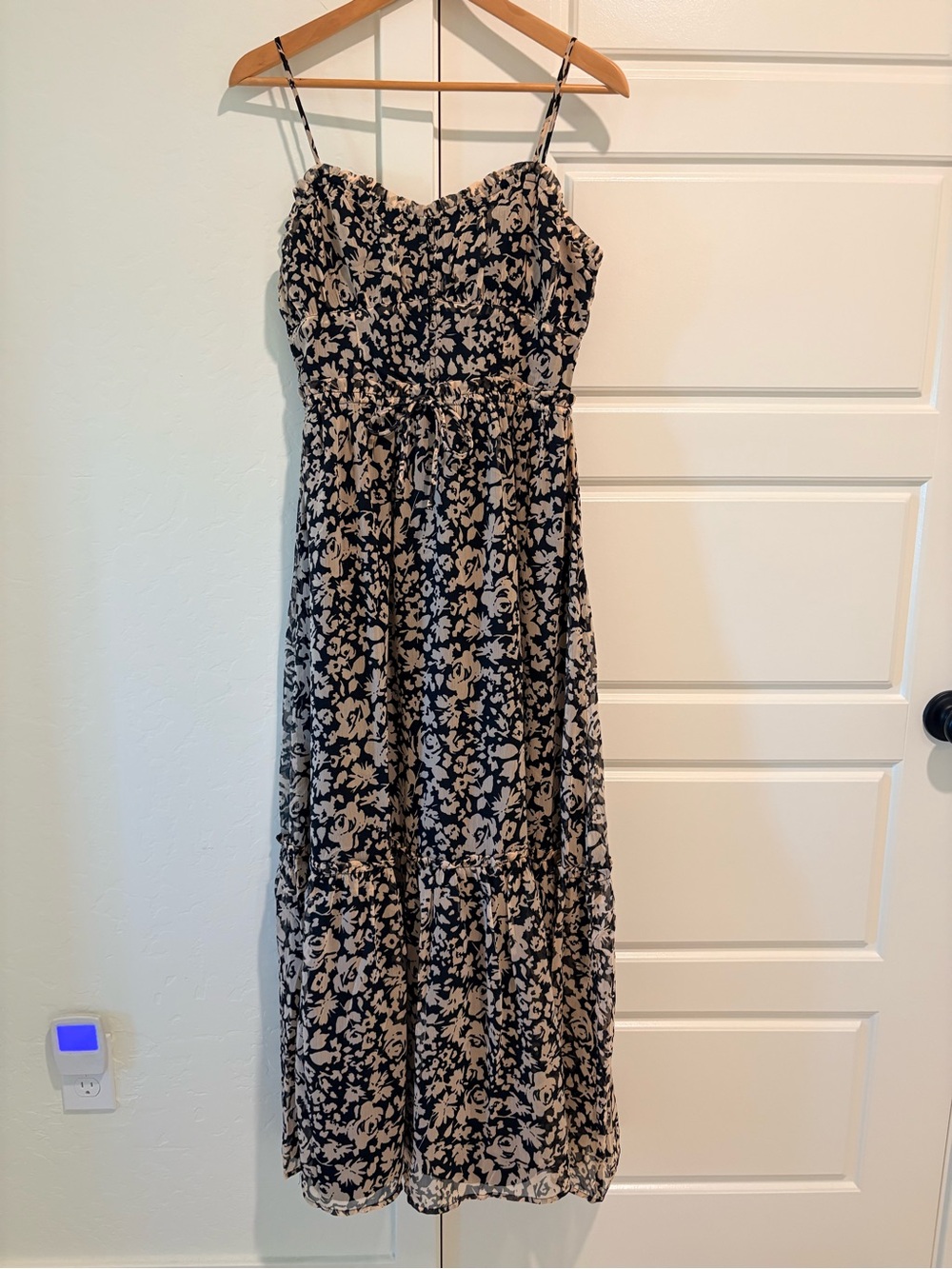 Patrons of Peace NWT Boho Romantic Cottagecore Maxi Dress Black & Cream Floral